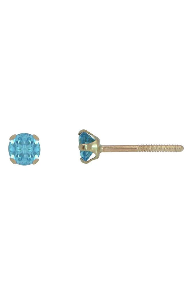 商品CANDELA JEWELRY|14K Yellow Gold Aqua CZ Stud Earrings,价格¥410,第1张图片