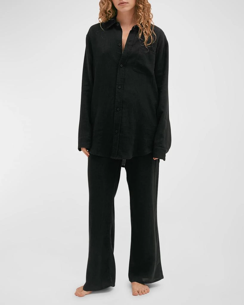 商品Desmond & Dempsey|Straight-Leg Linen Lounge Trousers,价格¥955,第3张图片详细描述