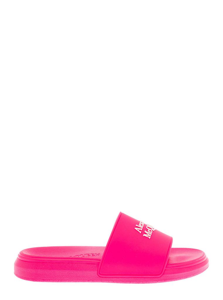 Alexander Mcqueen Women's Pink Rubber Slide Sandals商品第1张图片规格展示