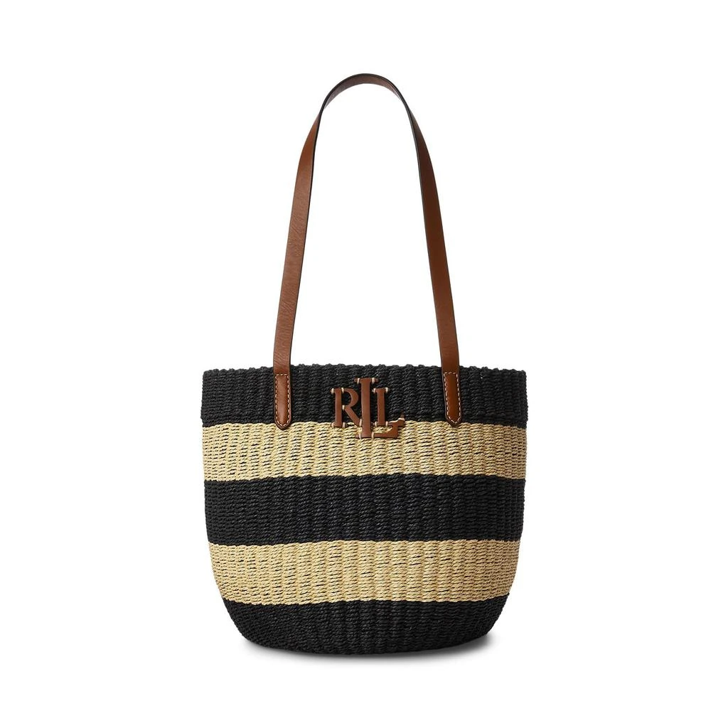 商品Ralph Lauren|Striped Straw Medium Hartley Tote Bag,价格¥1551,第1张图片