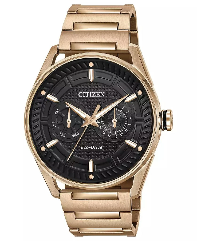 商品Citizen|Drive from Citizen Eco-Drive Men's Rose Gold-Tone Stainless Steel Bracelet Watch 42mm,价格¥1192,第1张图片