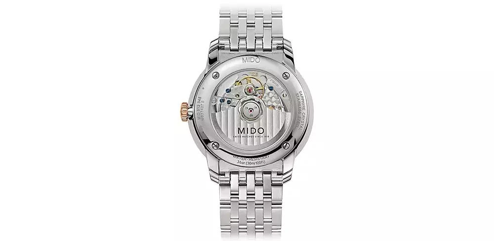 商品MIDO|Men's Swiss Automatic Baroncelli Smiling Moon Two Tone Stainless Steel Bracelet Watch 39mm,价格¥10204,第2张图片详细描述