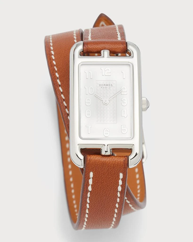 商品Hermes|Nantucket不锈钢小牛皮腕表, 20x27mm,价格¥24584,第1张图片