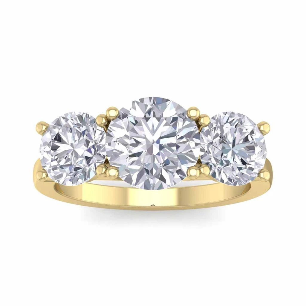 商品Monary|4 Carat Moissanite Three Stone Ring In 14 Karat Yellow Gold,价格¥5662,第2张图片详细描述