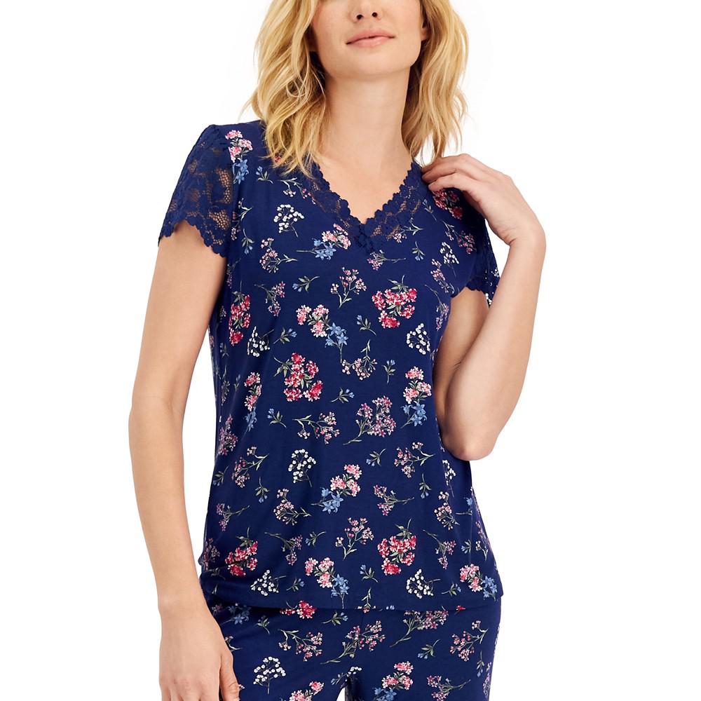 Women's Printed Lace-Trim 2-Pc. Pajama Set, Created for Macy's商品第3张图片规格展示
