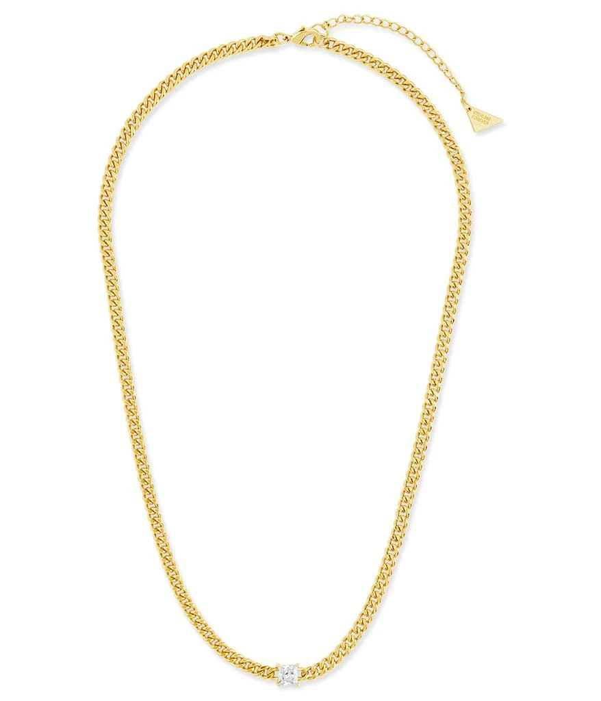 商品Sterling Forever|Curb Chain with Stationed CZ Necklace,价格¥513,第2张图片详细描述