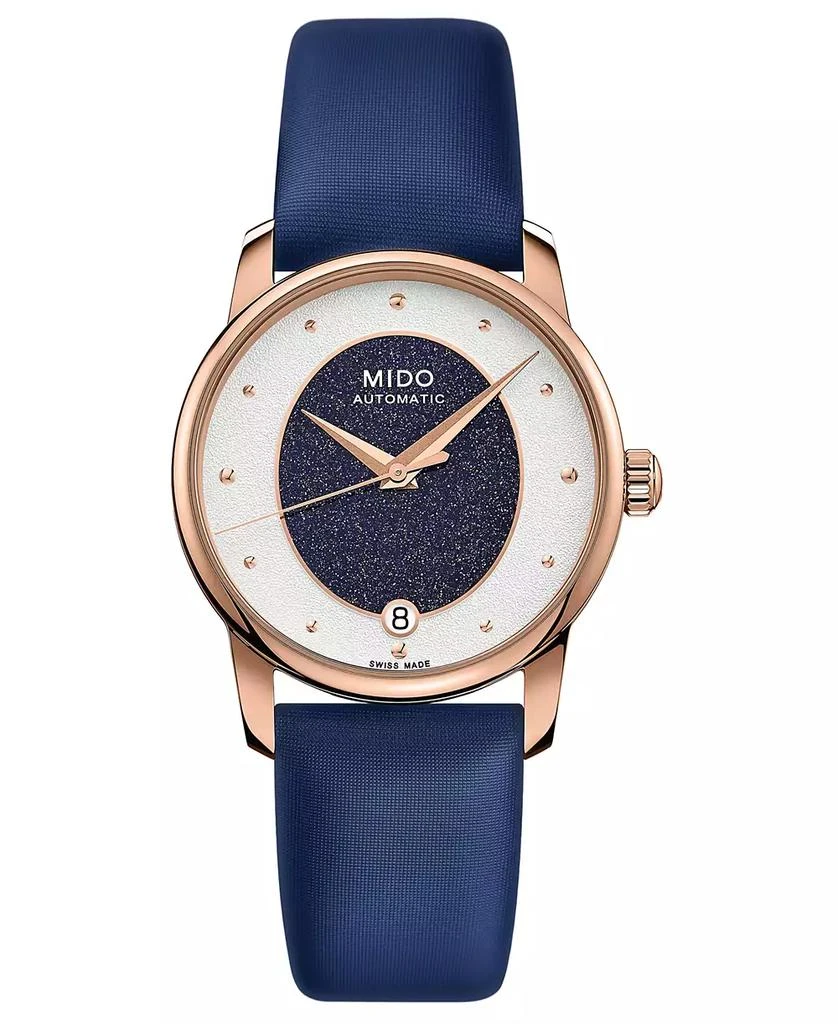 商品MIDO|Women's Swiss Automatic Baroncelli Blue Fabric Strap Watch 33mm,价格¥8535,第1张图片