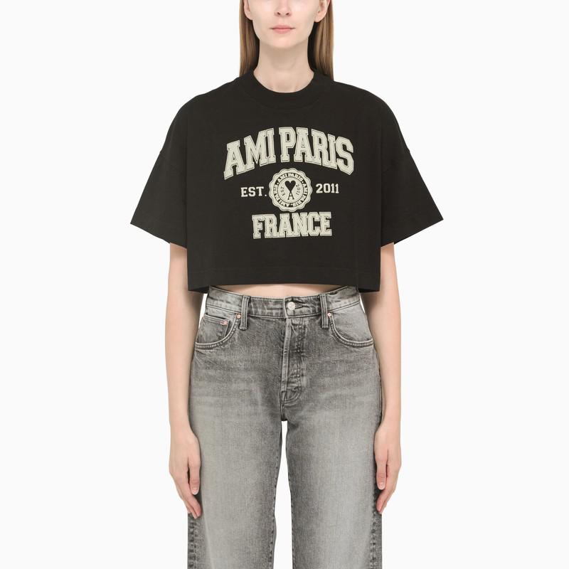 Cropped black t-shirt with logo商品第1张图片规格展示