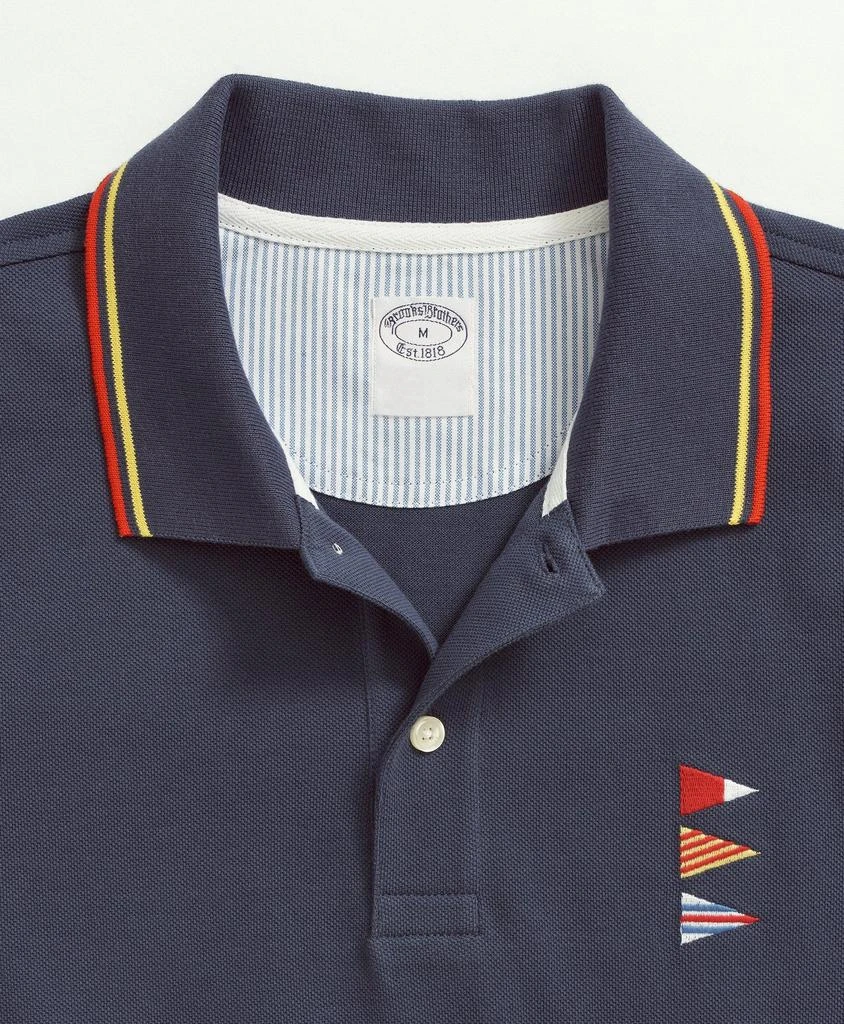 商品Brooks Brothers|Cotton Slim-Fit Embroidered Nautical Flag Polo Shirt,价格¥493,第2张图片详细描述