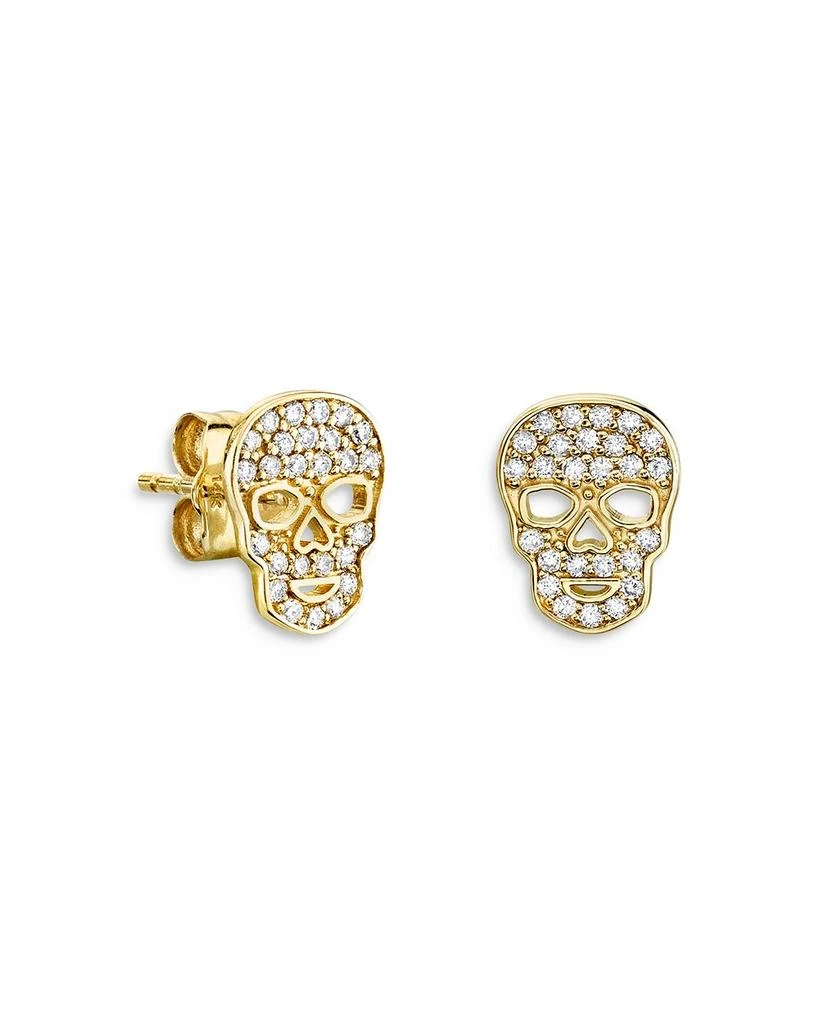 商品Sydney Evan|14k Yellow Gold Diamond Skull Stud Earrings,价格¥7336,第1张图片