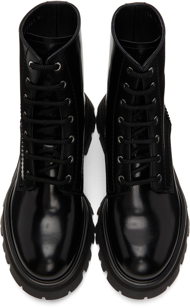 Black Patent Lace-Up Boots商品第5张图片规格展示