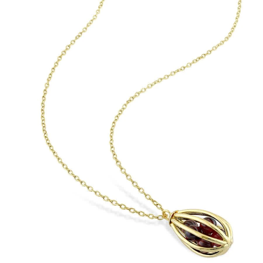 商品Amour|3 5/8 CT TGW Garnet Cage Pendant with Chain In Yellow Plated Sterling Silver,价格¥558,第3张图片详细描述