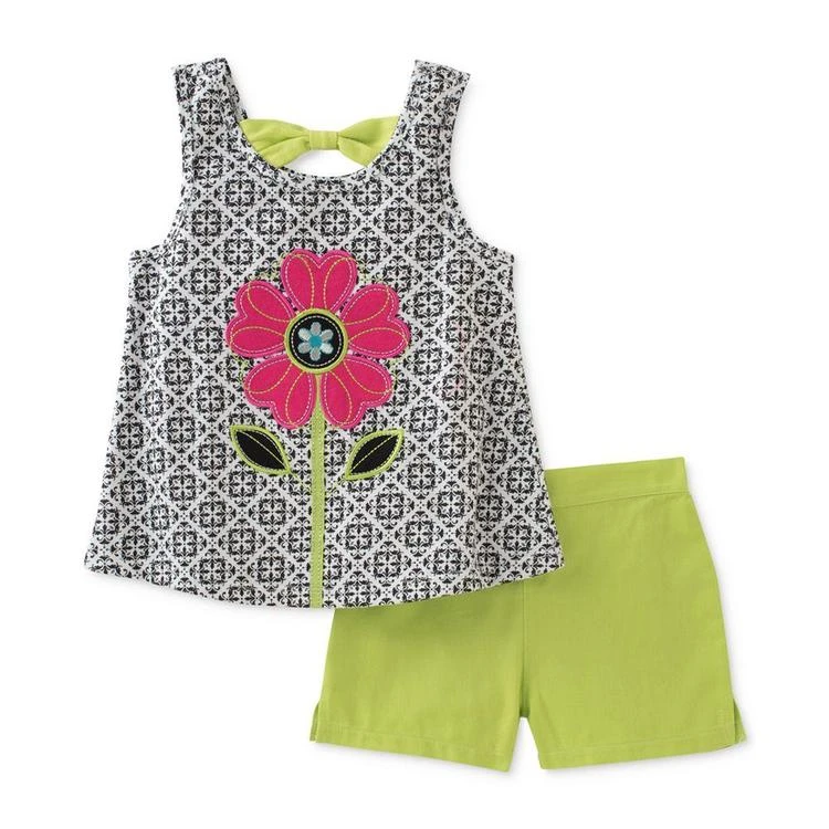 商品KIDS HEADQUARTERS|2-Pc. Flower Bow-Back Top & Shorts Set, Baby Girls (0-24 months),价格¥50,第2张图片详细描述