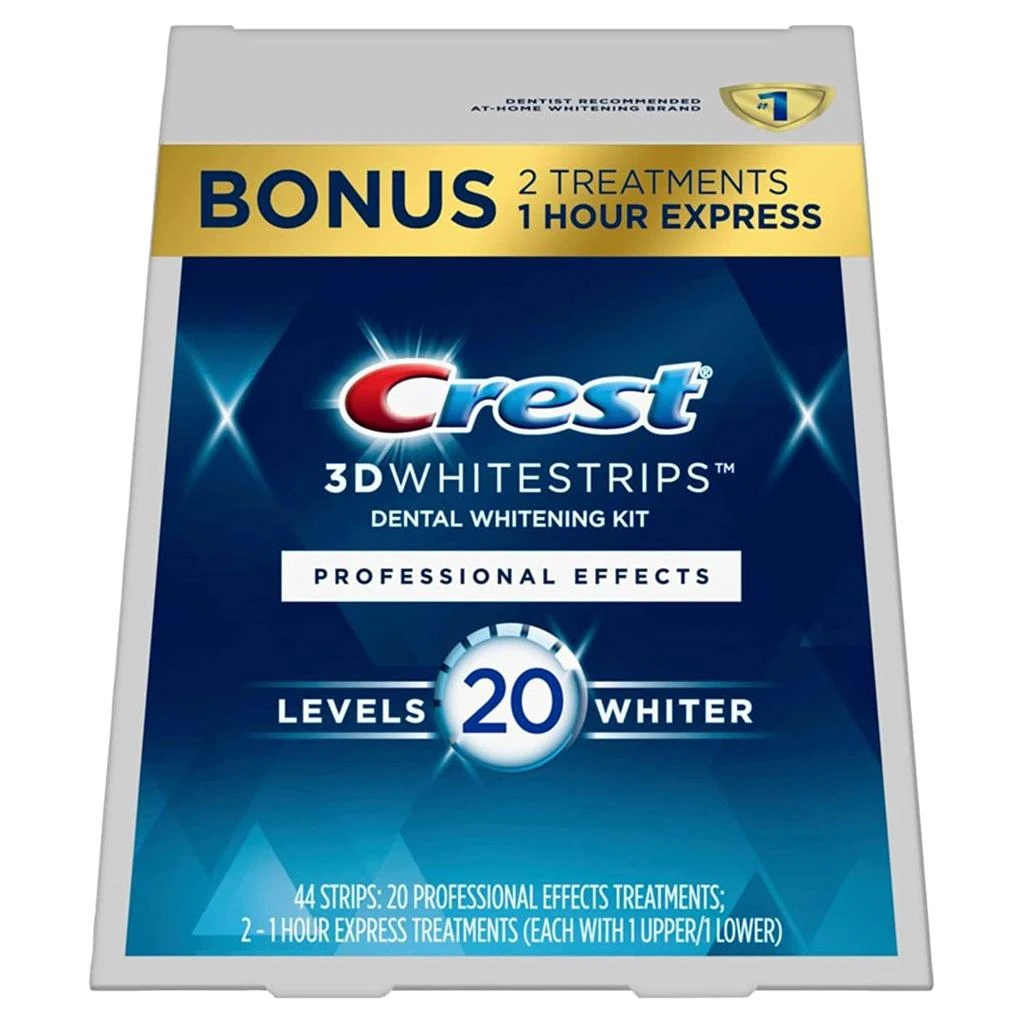 商品Crest|Crest 3D Whitestrips Professional Effects, Whitestrip 3D White, Teeth Whitening Strip Kit, 44 Strips (22 Count Pack), Crest Teeth Whitening Strips, Teeth Whitening Kit,价格¥252,第1张图片