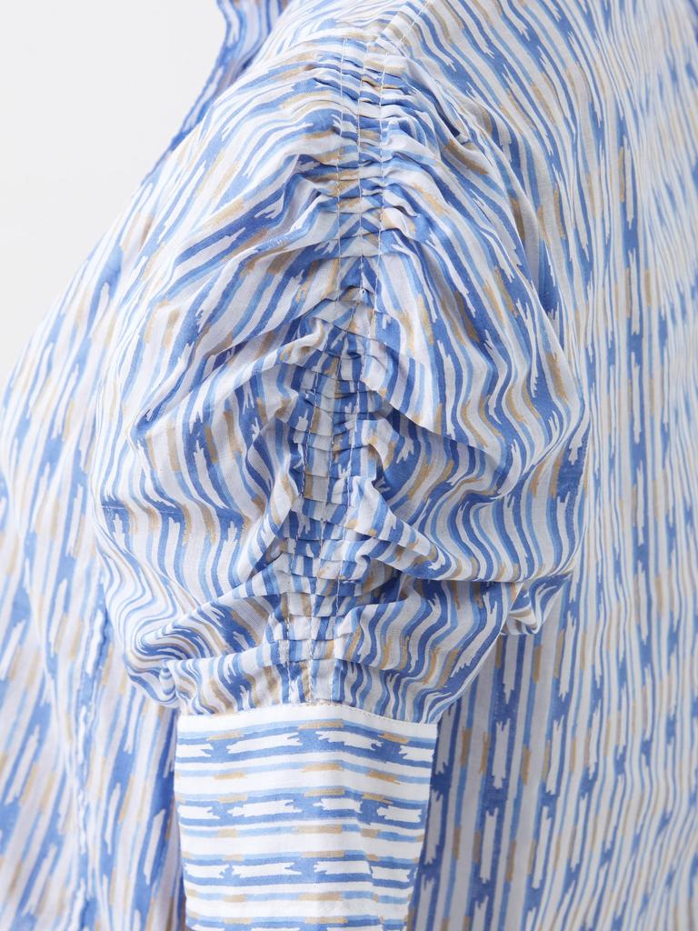 Vita ruffled striped cotton-poplin blouse商品第3张图片规格展示