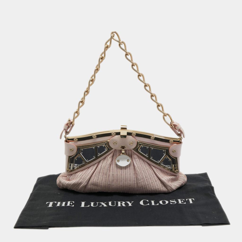 Versace Pink Fabric Mirror Frame Chain Shoulder Bag商品第9张图片规格展示