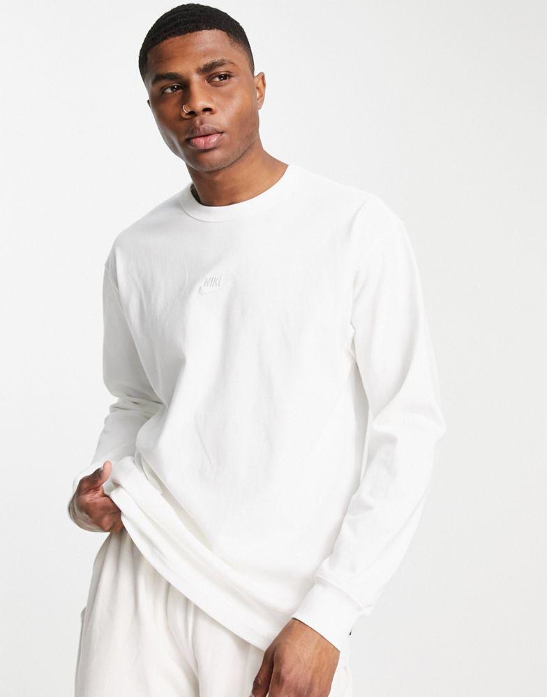 Nike Premium Essentials oversized heavyweight long sleeve t-shirt in white商品第1张图片规格展示