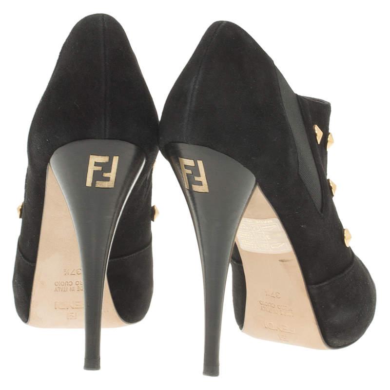 Fendi Black Studded Suede Platform Ankle Boots Size 37.5商品第5张图片规格展示