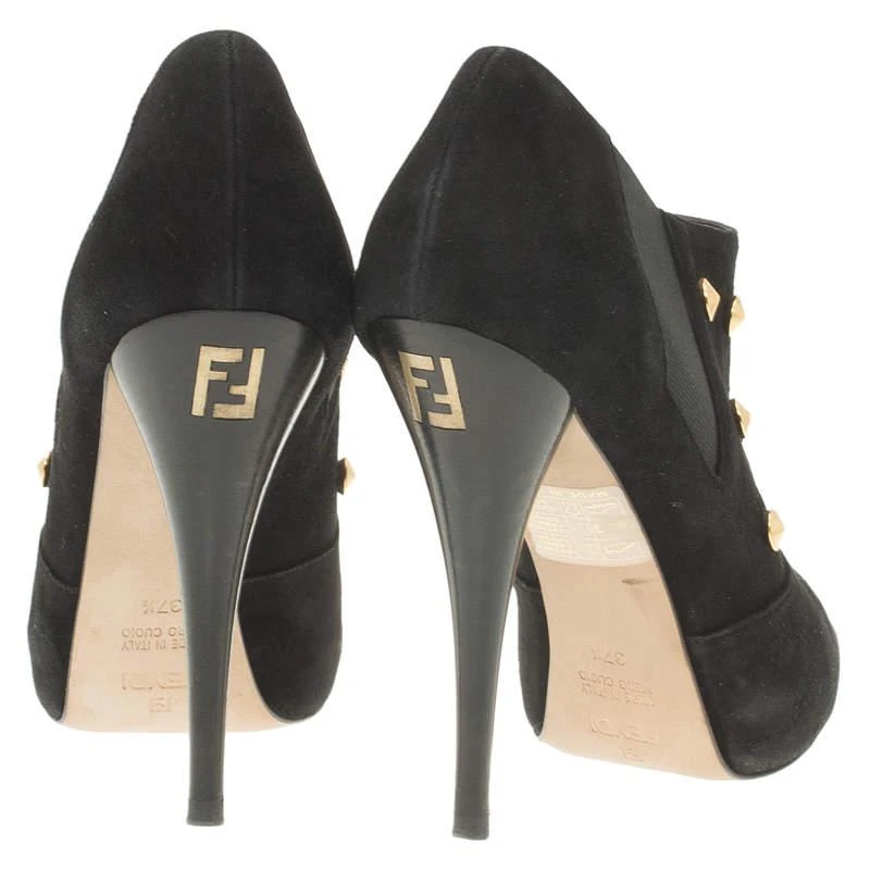 商品[二手商品] Fendi|Fendi Black Studded Suede Platform Ankle Boots Size 37.5,价格¥1934,第5张图片详细描述