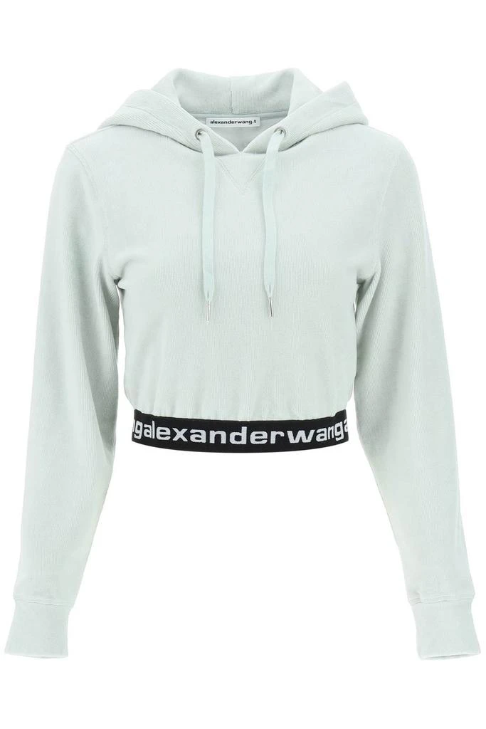 商品Alexander Wang|T By Alexander Wang Logo Cropped Corduroy Hoodie,价格¥1643,第1张图片