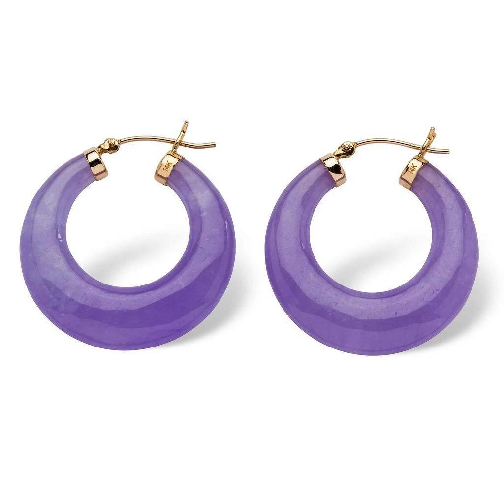 商品Palm Beach Jewelry|Genuine Lavender Jade 14k Yellow Gold Hoop Earrings,价格¥1797,第2张图片详细描述