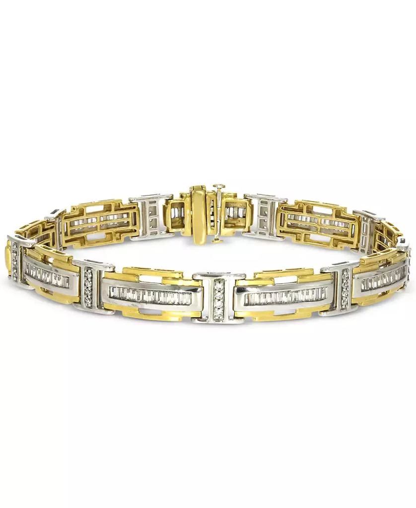 商品Macy's|Men's Diamond Baguette & Round Link Bracelet (2-1/2 ct. t.w.) in 10k Two-Tone Gold,价格¥35898,第1张图片