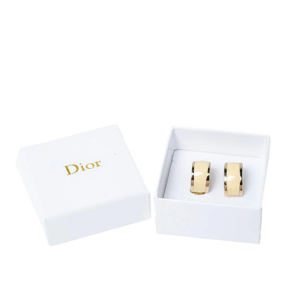 Dior Vintage Cream Enamel Gold Tone Clip-On Earrings 商品