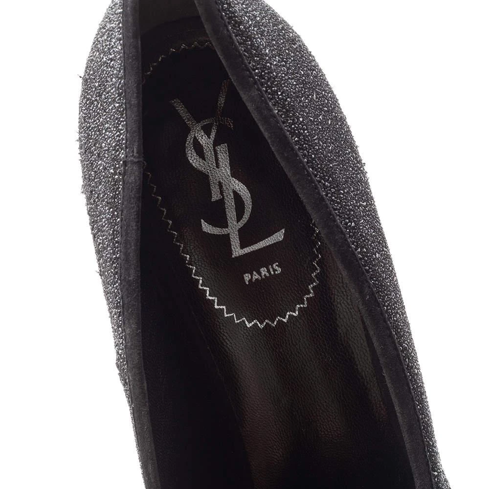 Yves Saint Laurent Black Glitter Tribtoo Platform Pumps Size 40 商品