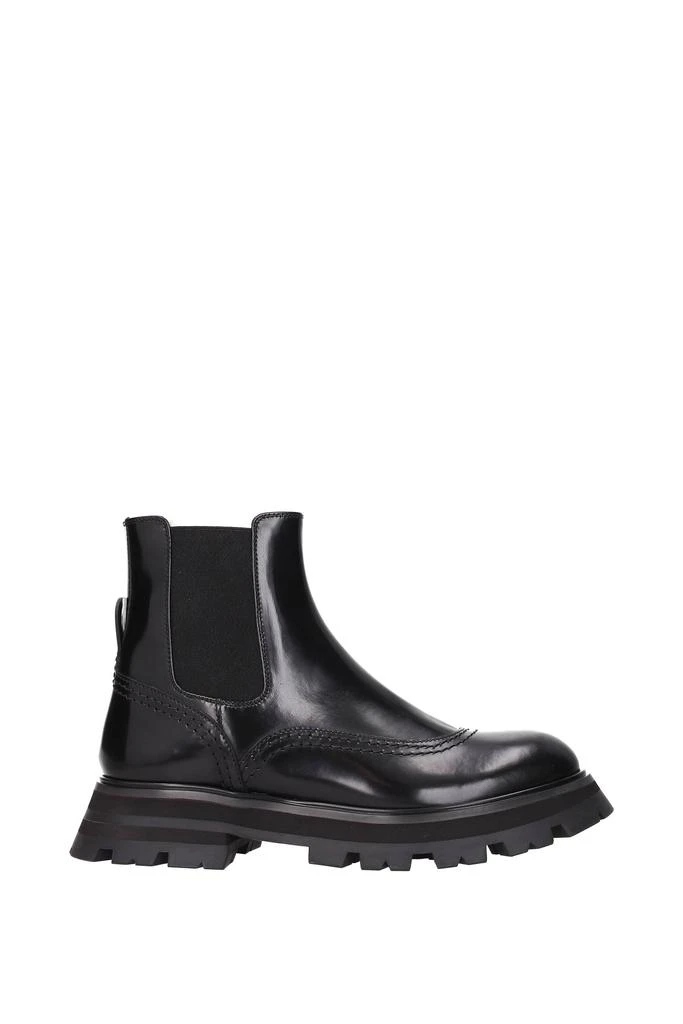 商品Alexander McQueen|Ankle boots Leather Black,价格¥2624,第1张图片