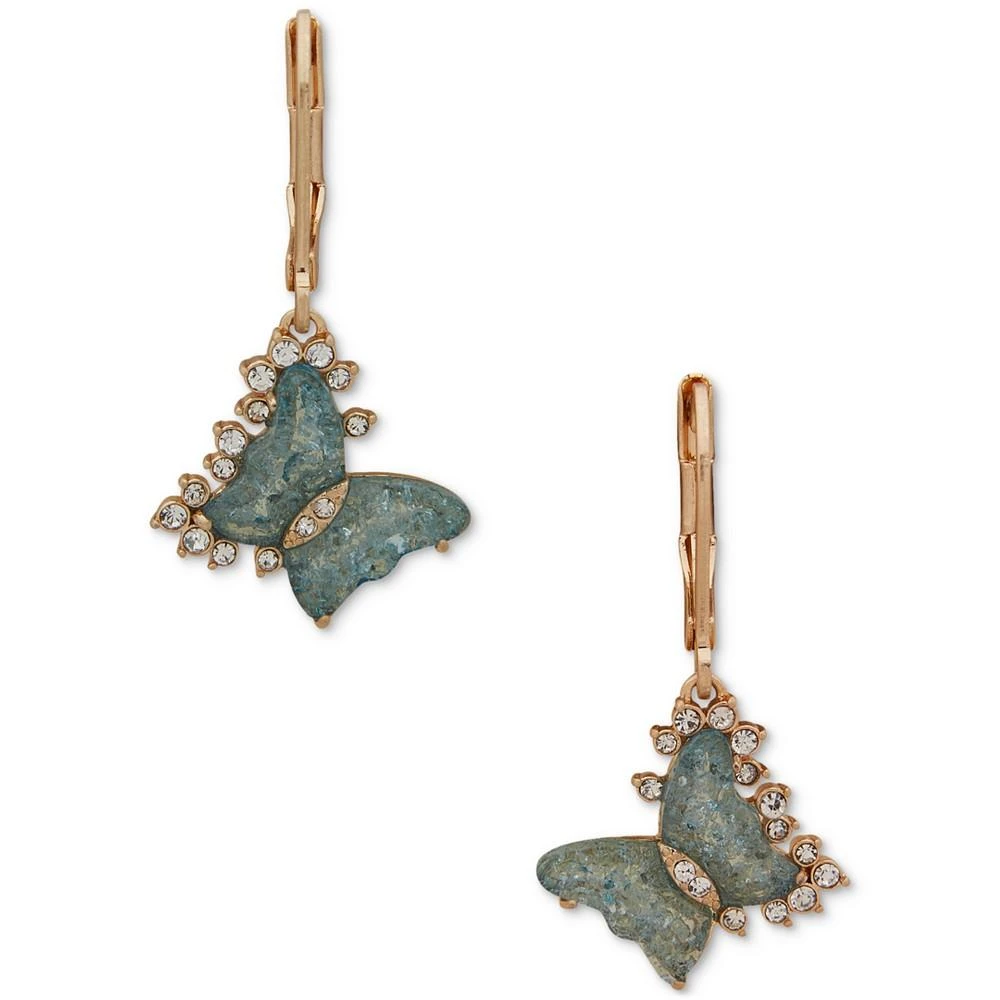 商品Lonna & Lilly|Gold-Tone Pavé & Burgundy Stone Butterfly Drop Earrings,价格¥92,第1张图片