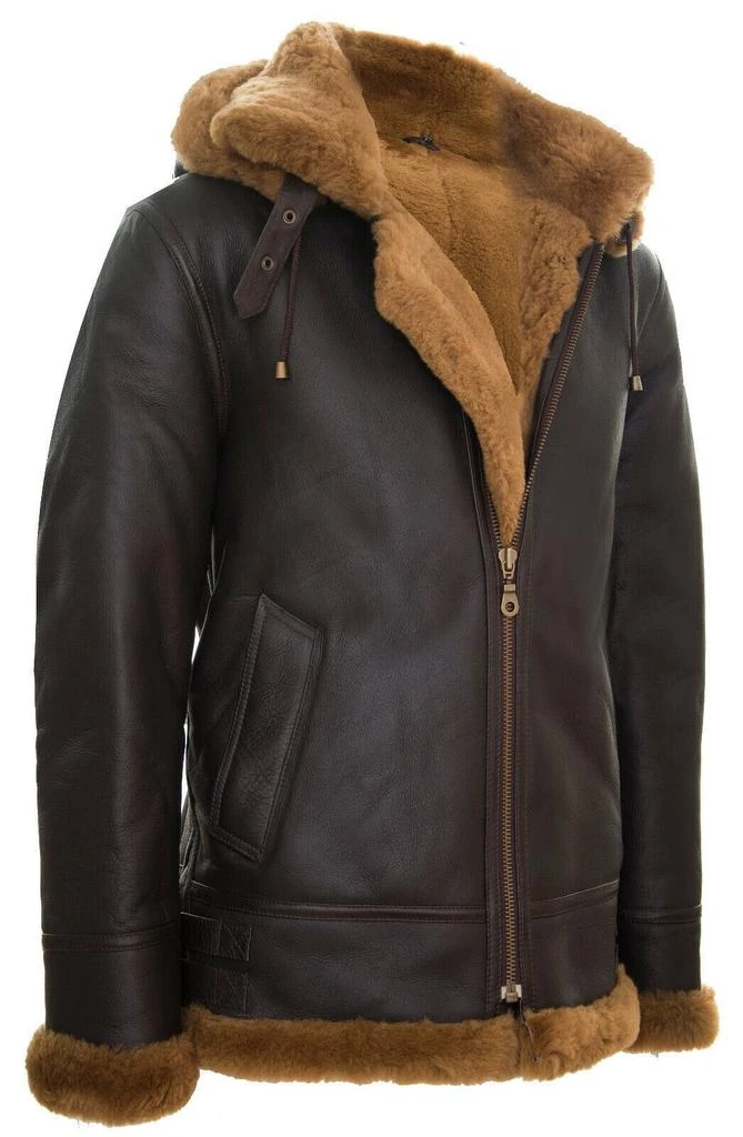 商品Infinity Leather|Mens Hooded Sheepskin Leather B3 Flying Jacket-Columbus,价格¥3711,第2张图片详细描述