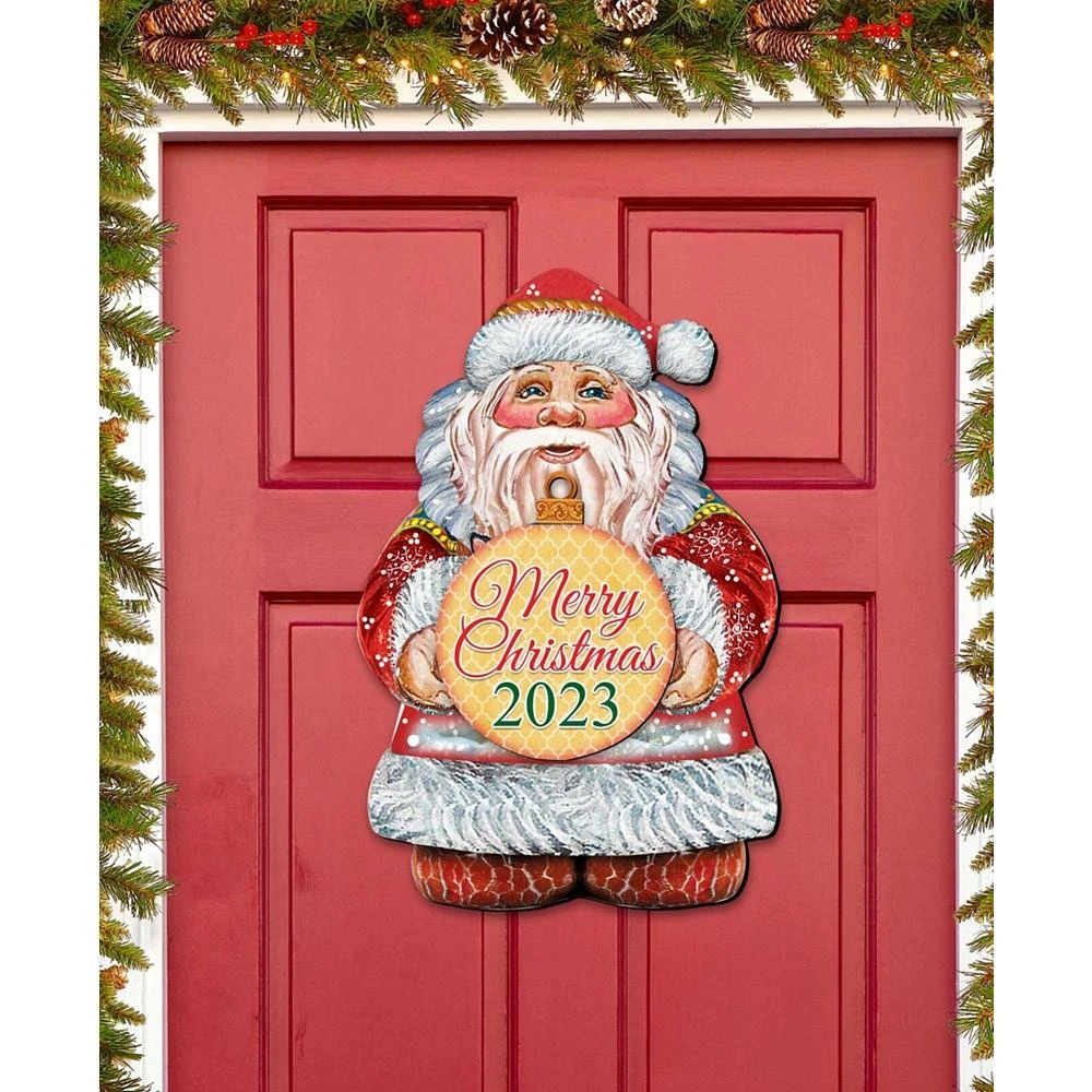 商品Designocracy|2023 Dated Merry Christmas Santa Wooden Door Decor Wall Decor G. DeBrekht,价格¥1099,第2张图片详细描述