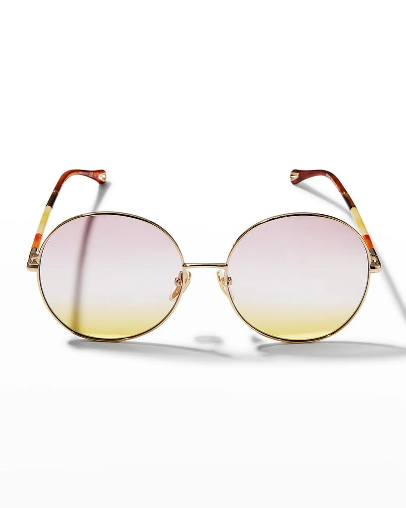 商品Chloé|Gradient Round Metal & Acetate Sunglasses,价格¥1915,第3张图片详细描述