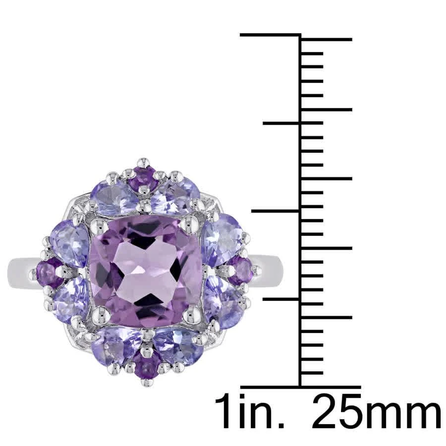 商品Amour|Sterling Silver 3 CT TGW Amethyst And Tanzanite Halo Ring,价格¥744,第3张图片详细描述