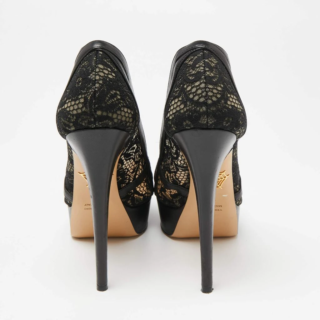 商品[二手商品] Charlotte Olympia|Charlotte Olympia Black Leather And Lace Platform Pumps Size 38.5,价格¥1068,第5张图片详��细描述