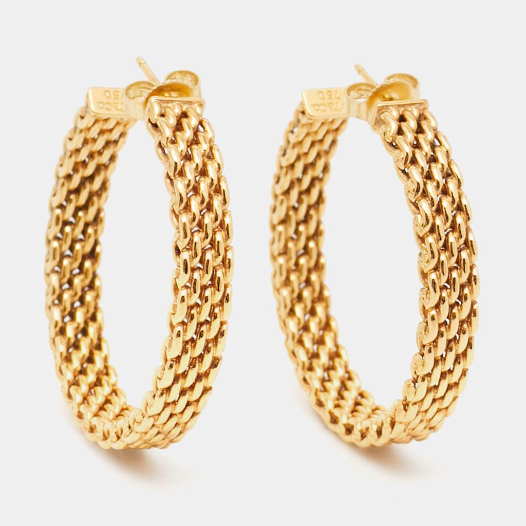 Tiffany & Co. Somerset Mesh 18k Yellow Gold Hoop Earrings商品第1张图片规格展示