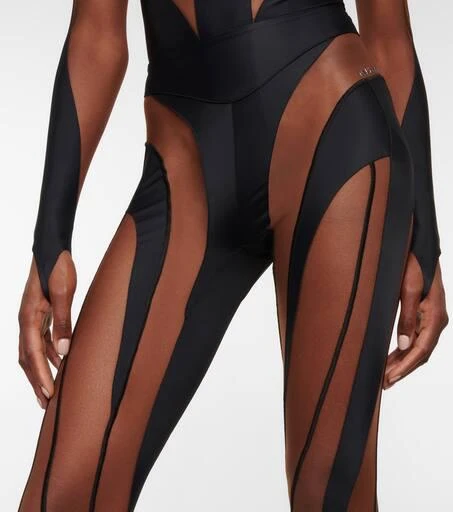 商品Mugler|拼接绢网与平纹针织紧身裤,价格¥3180,第3张图片详细描述