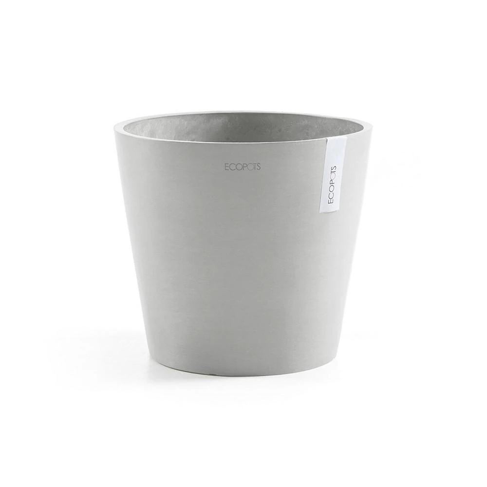 商品ECOPOTS|Amsterdam Round Plastic Flower Pot, White Grey, 12",价格¥249,第1张图片