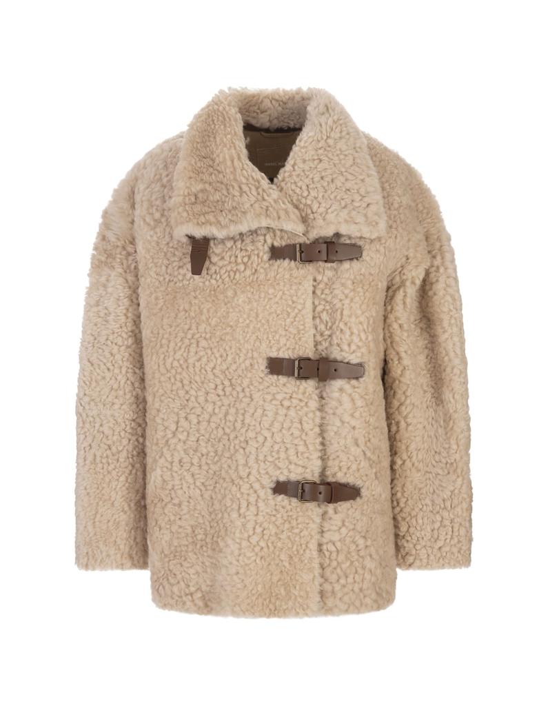 Isabel Marant Woman Bealila Coat In Beige Shearling商品第1张图片规格展示