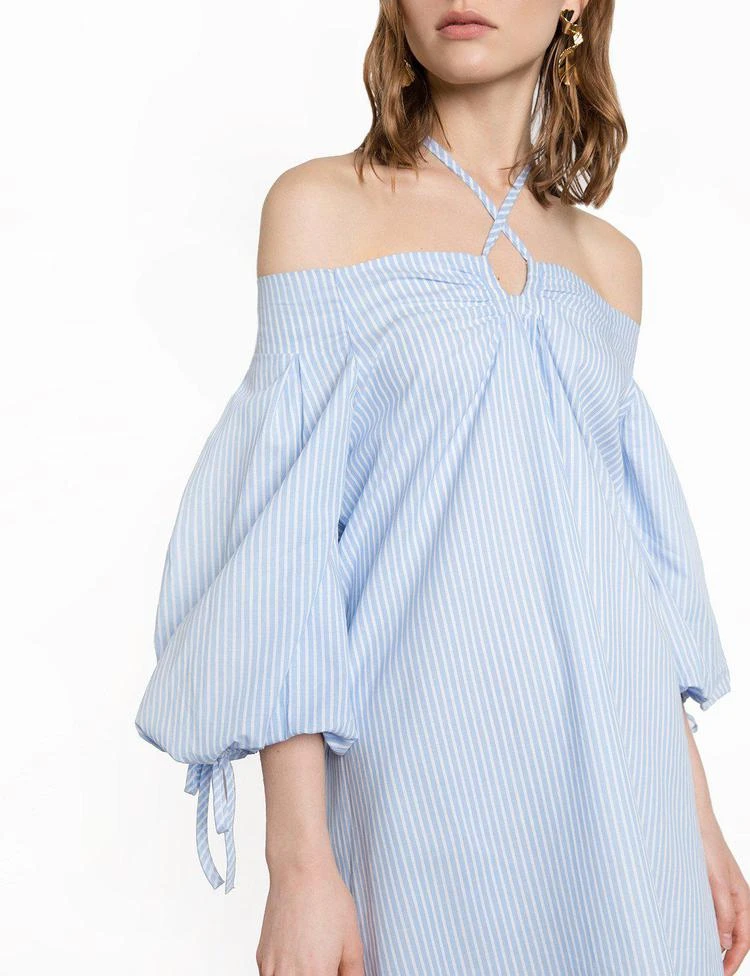 商品Pixie Market|Stripe Halter Tie Off The Shoulder Dress,价格¥599,第3张图片详细描述