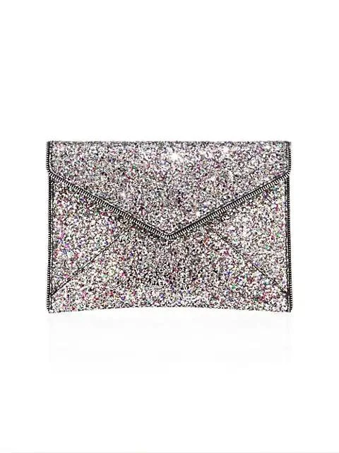 商品Rebecca Minkoff|Leo Glitter Leather Envelope Clutch,价格¥712,第1张图片