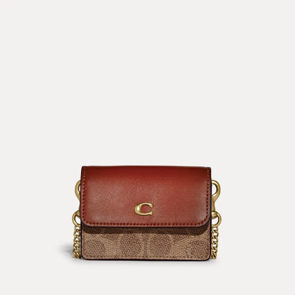 商品Coach|Coach Coated Canvas Signature Half Flap Card Case,价格¥683,第1张图片