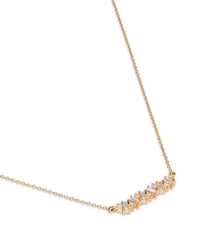 商品Moon & Meadow|14K Yellow Gold Lab Grown Diamond Round & Baguette Bar Necklace, 16-20",价格¥4368,第3张图片详细描述