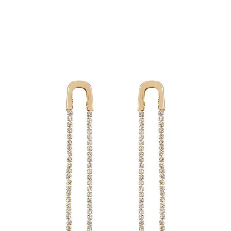 商品Ettika Jewelry|Double Crystal Chain Drop 18k Gold Plated Earrings ONE SIZE ONLY,价格¥302,第1张图片