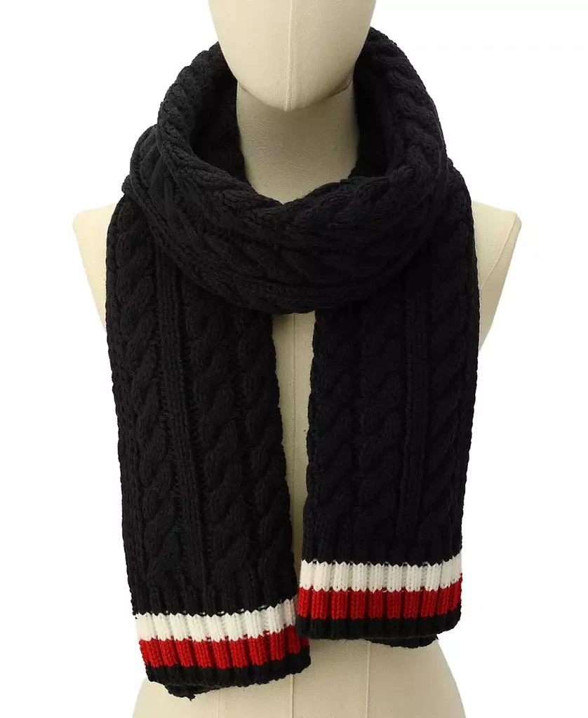 商品Tommy Hilfiger|Men's Cable Knit Global Stripe Scarf,价格¥372,第3张图片详细描述