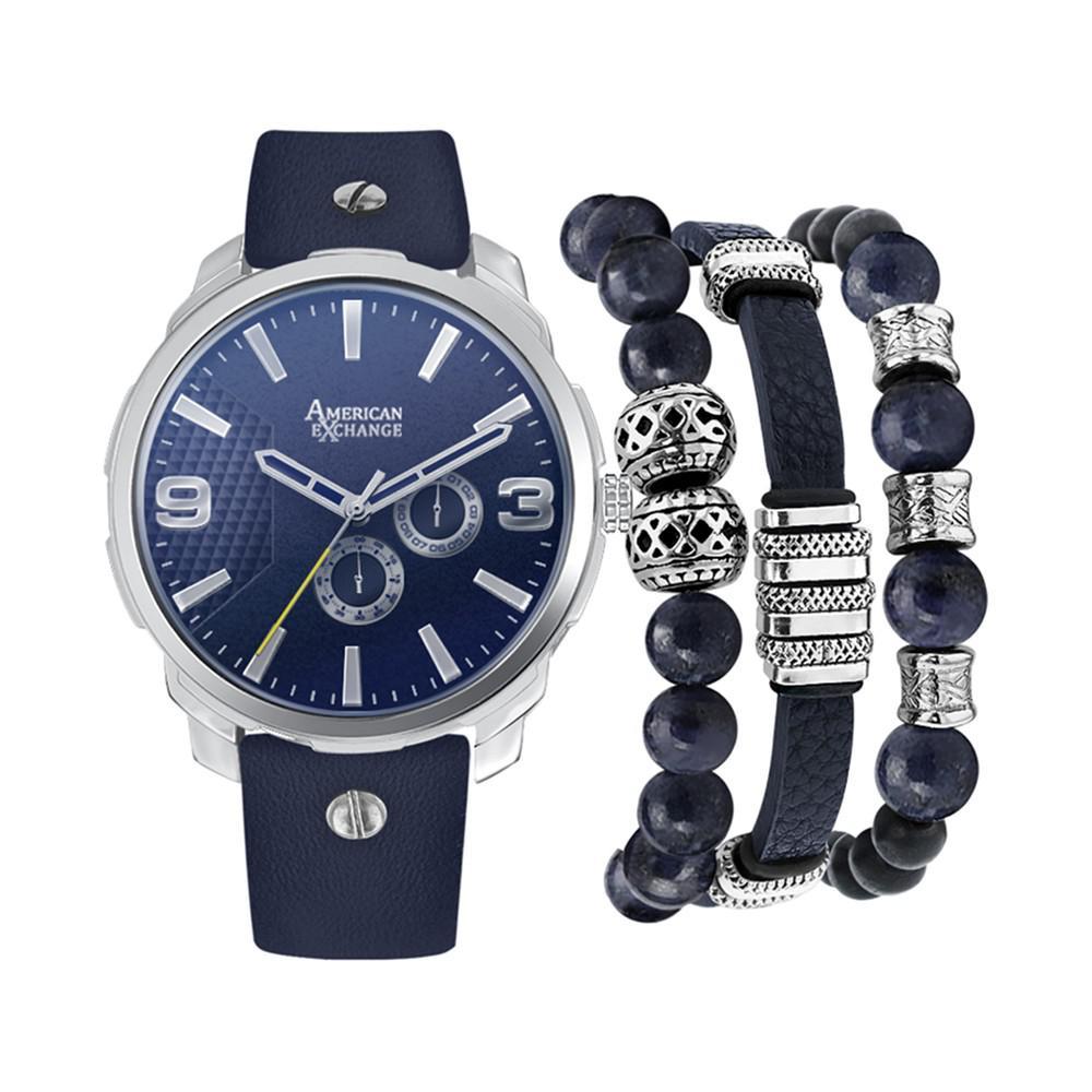 商品American Exchange|Men's Navy Strap Watch 46mm Gift Set,价格¥148,第1张图片