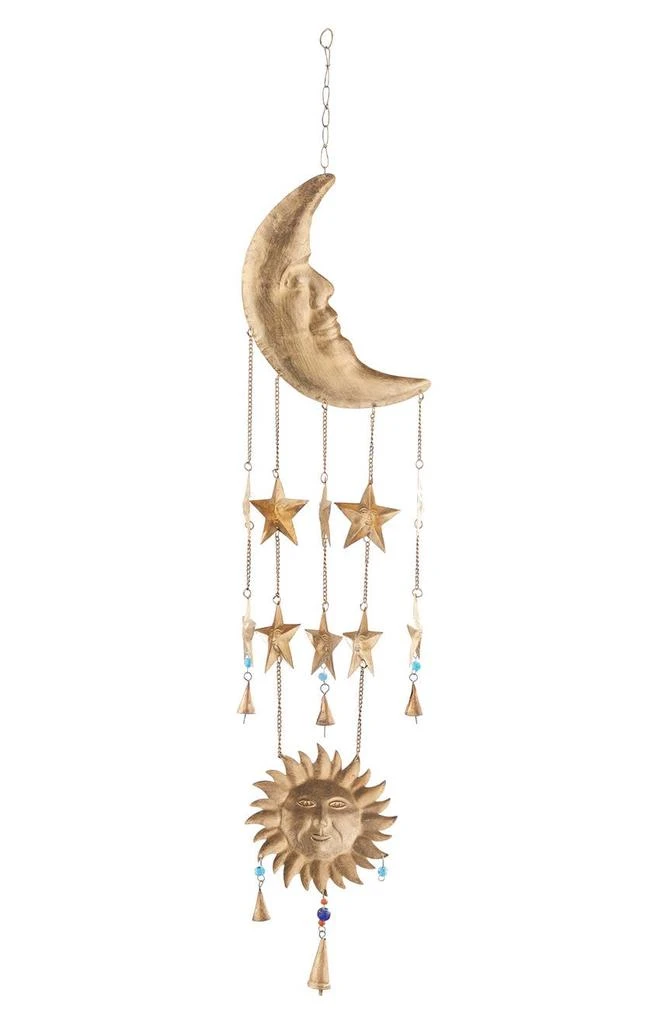 商品GINGER BIRCH STUDIO|Goldtone Metal Moon & Sun Windchime with Glass Beads & Cone Bells,价格¥205,第2张图片详细描述