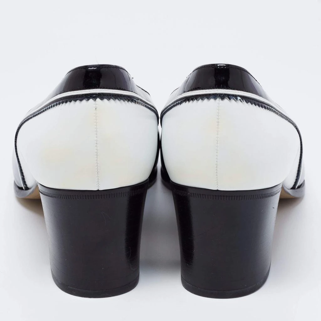商品[二手商品] Bally|Bally Vintage White/Black Patent And Leather Block Heel Pumps Size 38.5,价格¥1046,第5张图片详细描述