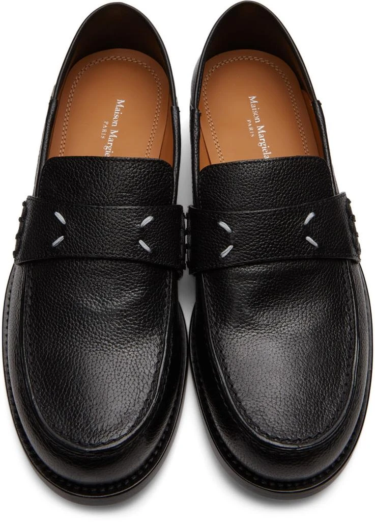 商品MAISON MARGIELA|Black Grained Stitch Camden Loafers,价格¥8489,第5张图片详细描述