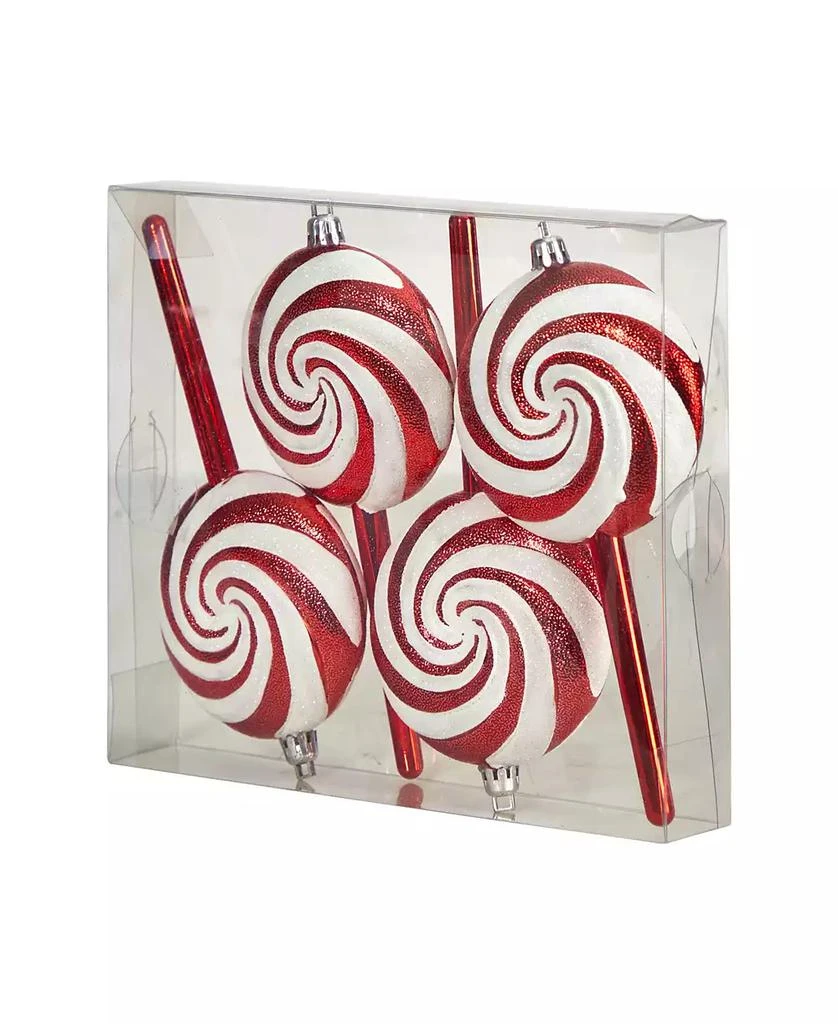 商品NEARLY NATURAL|Candy Cane Lollipop 4 Piece Holiday Deluxe Christmas Shatterproof Ornament Set, 7',价格¥794,第5张图片详细描述